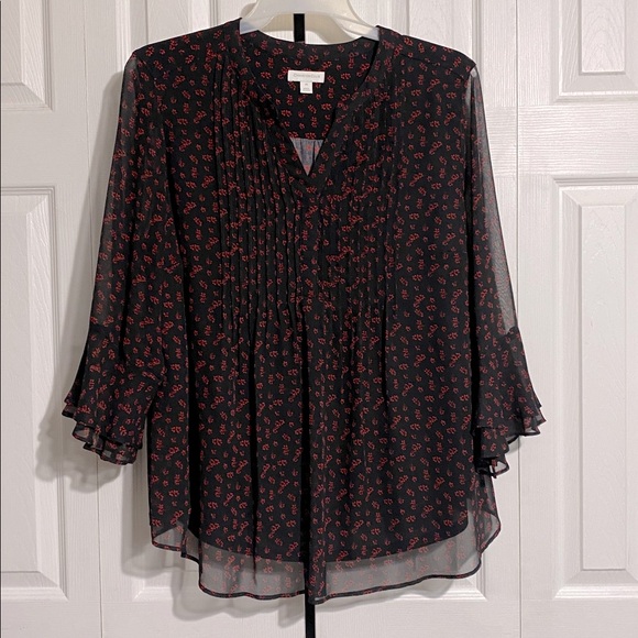 Charter Club black & red floral blouse top shirt size 2X - Picture 1 of 14